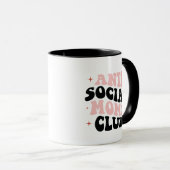Anti Social Mama Club Retro Rosa Typografie Tasse (VorderseiteRechts)