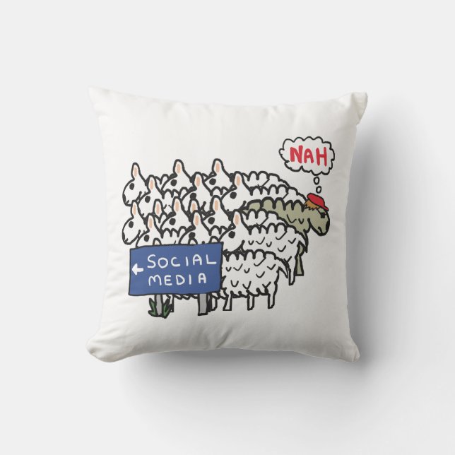 Anti-Social-Media Kissen (Vorderseite)