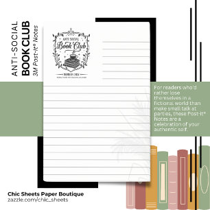 Anti-Sozialer Buchclub Lined 3M Post-it® Notizen