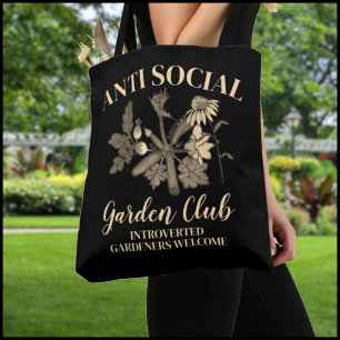 Anti-Sozialer Gartenclub Tan Botanische Illustrati Tasche