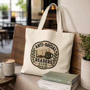 Anti-Sozialer Leseklub Bestickter Stil Buchliebhab Jumbo Stoffbeutel