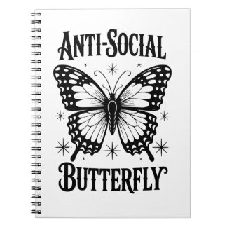 Anti-sozialer Schmetterling Asocial Introvertiert Notizblock