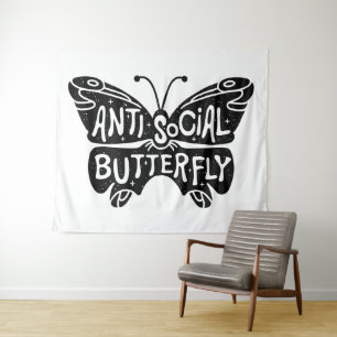 Anti-sozialer Schmetterling Wandteppich