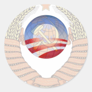 Anti-Sozialismus-Erklärung Krem & Obama-Logos Runder Aufkleber