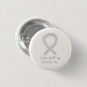 Anti-Stalking Awareness White Ribbon Custom Button (Vorne & Hinten)