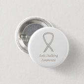 Anti-Stalking Awareness White Ribbon Custom Button (Vorne & Hinten)
