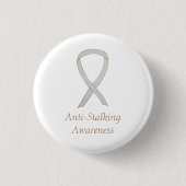 Anti-Stalking Awareness White Ribbon Custom Button (Vorderseite)