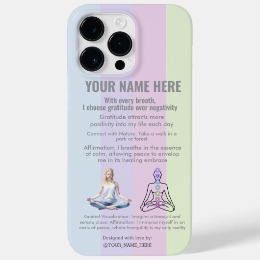 ANTI-Stress YOGA CHAKRA PEACE GRATITUDE Case-Mate iPhone Hülle (Rückseite)