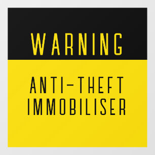 ANTI-THEFT IMMOBILZER SECURITY SIGN CAR BOAT TRUCK FENSTERAUFKLEBER