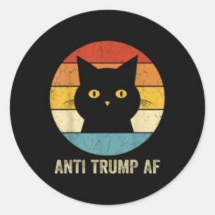Anti Trump Af T-Shirt Retro Funny Anti Trump Katze Runder Aufkleber