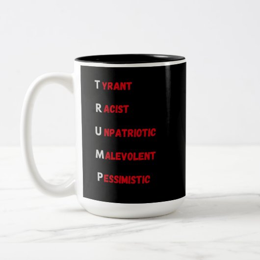 Anti Trump Akronym 2 Zweifarbige Tasse (Links)