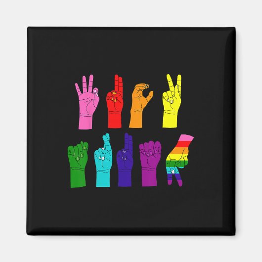 Anti-trump Asl Sign Language Lgbtq+ Protest  Magnet (Vorne)