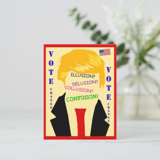 Anti Trump Chaos Postcard Vote for Change Postkarte (Stehend Vorderseite)