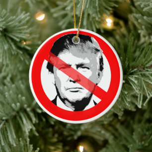 Anti-Trump Durchgestrichenes Gesicht Keramik Ornament
