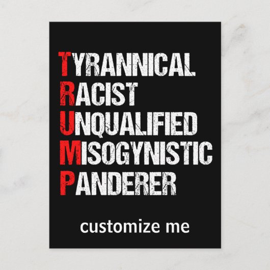 Anti Trump Funny Akronym Postkarte (Vorderseite)