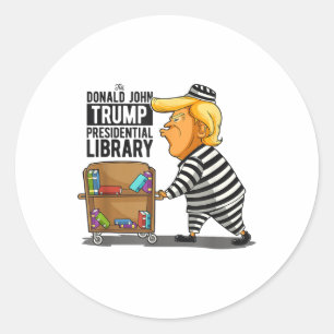 Anti-Trump Library Funny Gray _ Clic Fit, Crew Nec Runder Aufkleber