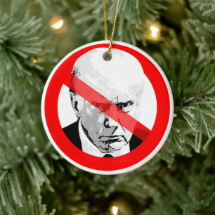 Anti-Trump-Mugshot mit durchgestrichenem Gesicht Keramik Ornament