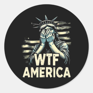 Anti-Trump Politik und Demokratie Wtf Amerika _1 Runder Aufkleber
