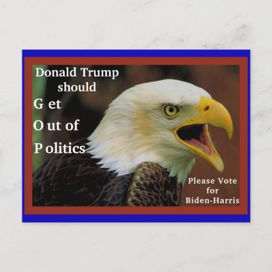 Anti Trump, Pro Biden Angry American Bald Eagle Postkarte (Vorderseite)