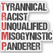 Anti Trump Resist Akrostic Aufkleber (Vorderseite)