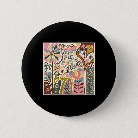 Anti Trump Retro-Blumenmuster - Lasst Freundlichke Button (Vorderseite)