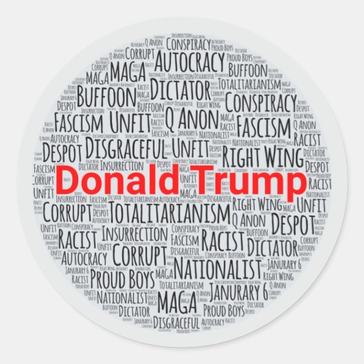 Anti-Trump-Word-Cloud Runder Aufkleber (Vorderseite)