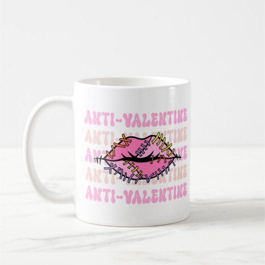 Anti Valentine Pink Lippen Kaffeetasse (Links)