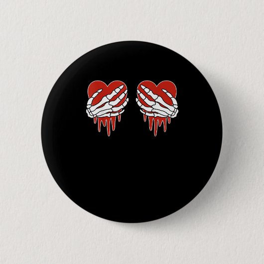 Anti Valentine Skeleton Hands Herz Goth Button (Vorderseite)