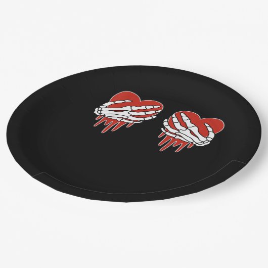 Anti Valentine Skeleton Hands Herz Goth Pappteller (Schrägansicht)
