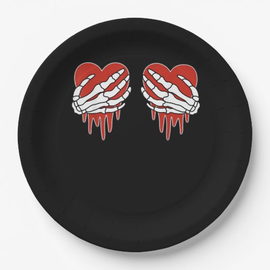 Anti Valentine Skeleton Hands Herz Goth Pappteller (Vorderseite)