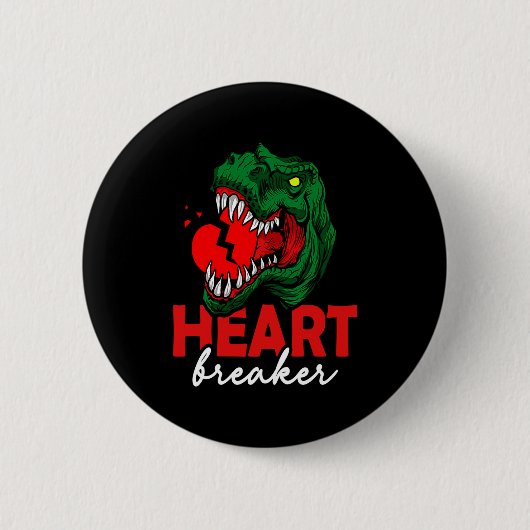 Anti Valentines Day Single Heart Breaker T Rex Di Button (Vorderseite)