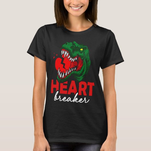 Anti Valentines Day Single Heart Breaker T Rex Di T-Shirt (Vorderseite)