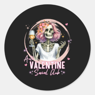 Anti-Valentins-Social-Club Lustiger Skelett-Matchi Runder Aufkleber