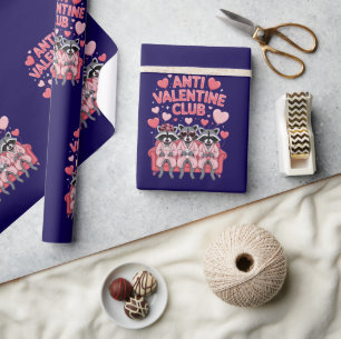 Anti Valentins Waschbär Galentines Club Geschenkpapier