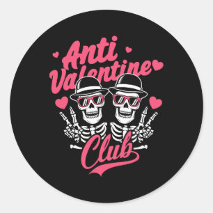 Anti-Valentinsclub Lustiger Skelett-Single-Valenti Runder Aufkleber