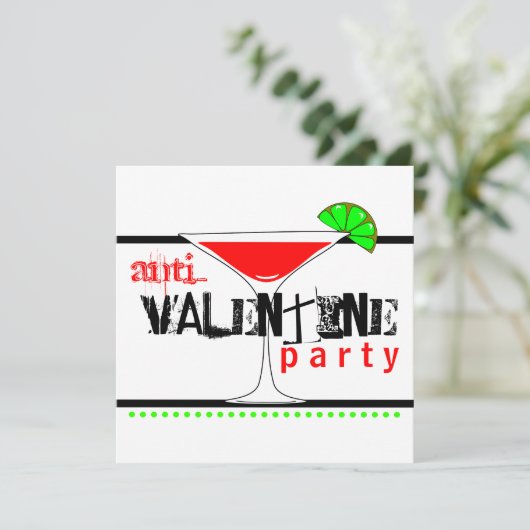 Anti-Valentinsgrüße TagesParty-Cocktail Martini Einladung (Stehend Vorderseite)