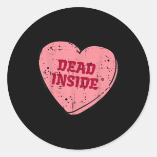 Anti Valentinstag Dead Inside Heart Funny Single Runder Aufkleber