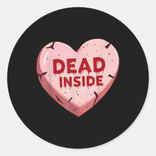 Anti Valentinstag Dead Inside Heart Funny Single Runder Aufkleber