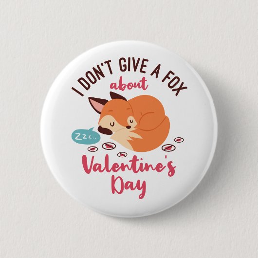 Anti Valentinstag Fox Funny Single Button (Vorderseite)