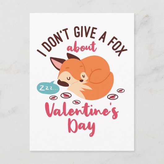 Anti Valentinstag Fox Funny Single Postkarte (Vorderseite)