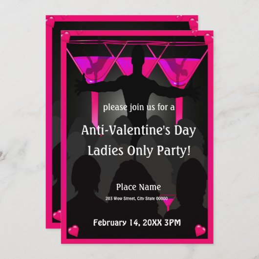 Anti-Valentinstag Ladys Night Party Einladung (Vorne/Hinten)