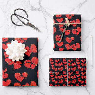 Anti-Valentinstag-Muster für gebrochene Herzen 6 Geschenkpapier Set