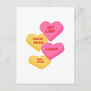 Anti-Valentinstag-Süßigkeitenherzen Postkarte