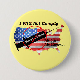 Anti Vax My Body Meine Wahl Red White Blue US Flag Button