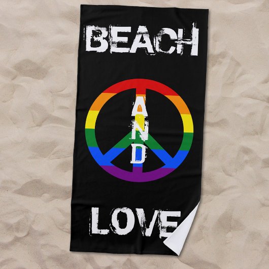 Anti War Gay Rainbow Peace Sign Beach und Liebe Strandtuch