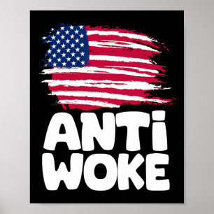 Anti-Woke-Amerikanische-Flagge-Konservative-Republ Poster