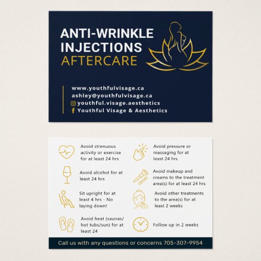Anti - Wrinkle aftercare business card (Vorne & Hinten)