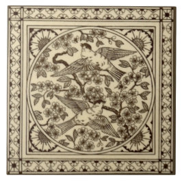 Antiästhetische Japanisch Sepia Bird Tile Repro Fliese