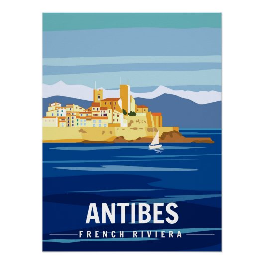Antibes Fortress French Riviera Retro Poster (Vorderseite)