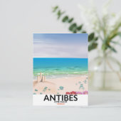 Antibes France Beach Poster Postkarte (Stehend Vorderseite)